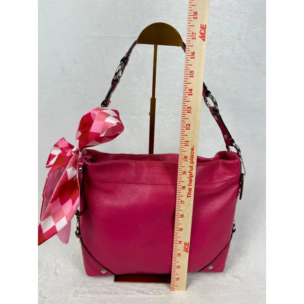 Coach Medium Y2K Carly in Fuchsia/Barbie Pink Pebbled Leather with Scarf